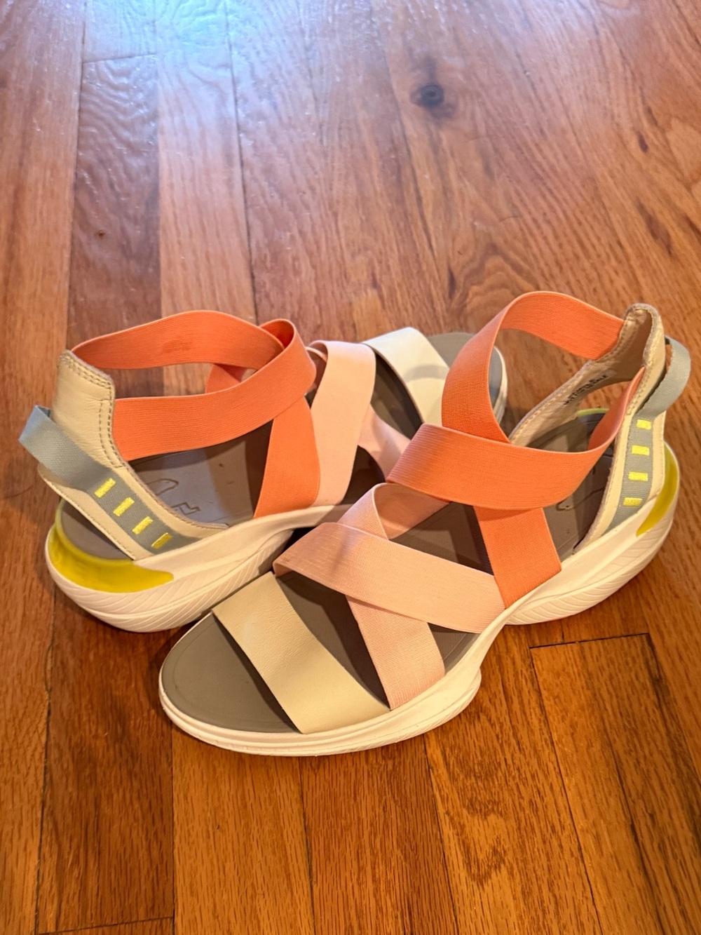 Sorel Women's Elastic Strappy Sandals — Peach, Cream & Yellow